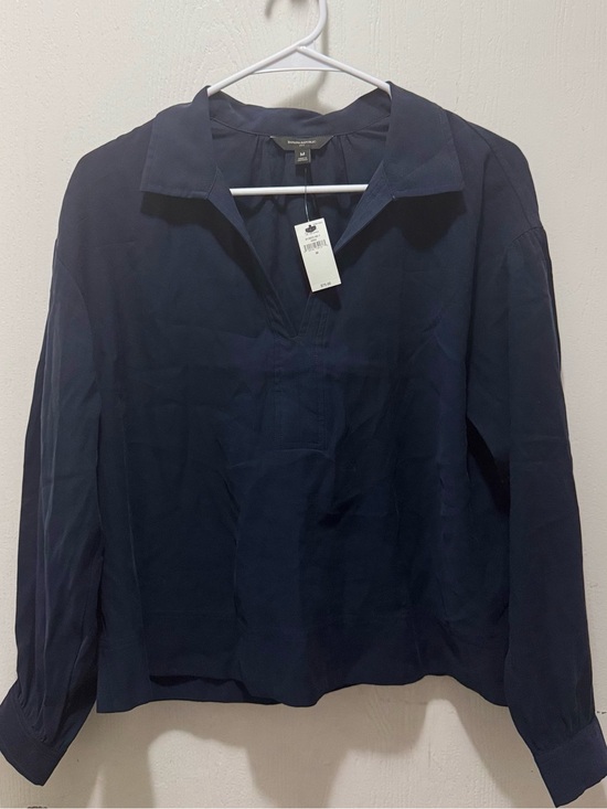 Banana Republic Tops - Banana Republic Dark Navy V-Placket Button-Down Shirt
